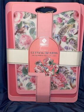 Gourmet Kitchen Floral Pink Cutting Boards - Set of 2